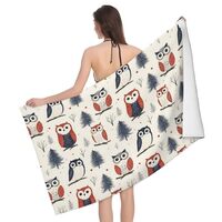 DXITROMI Quick Dry Beach Towel - Owl in The Woods Print Bath Towels for Bathroom, Microfiber Towels 