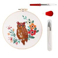 Yutaohui 4 in 1 Owl Embroidery Kit for Beginners: Complete Starter Set with Hoop, Scissors, Seam Rip