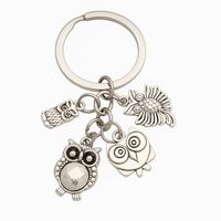 Owl Keychain with 4 Vintage Owl Charms, Creative and Unique Accessory for Bag Charms Funny Keychains