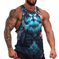 Mens Owl Sleeveless Shirts Casual Tank Tops 3XL