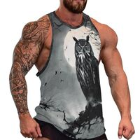 Mens Owl Sleeveless Shirts Casual Tank Tops 4XL