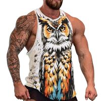 Mens Owl Sleeveless Shirts Casual Tank Tops 5XL