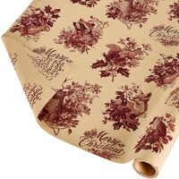 EWES Vintage Christmas Wrapping Paper Rolls Set, Brown Kraft Retro Thick Gift Wrap, Pattern with Rei