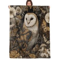 RQTWC Owl Throw Blanket Gifts for Boys Girls Kids Adults, Vintage Forest Barn Owl and Botanical Them