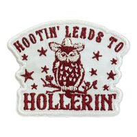 Hootin Leads to Hollerin Patch Funny Cowboy Sarcastic Owl Saying Embroidered Patches for Caps, Bags,