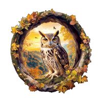 AEEKDOOK Wooden Puzzles for Adults - 185 Pieces Autumn Owl Puzzle - Unique Shapes Wooden Jigsaw Puzz