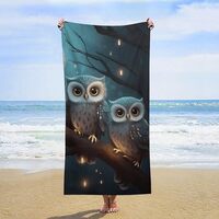 IOLVSHGH Owl on Tree Beach Towels Oversized 63"X 31.5" Extra Large Microfiber Pool Towel S