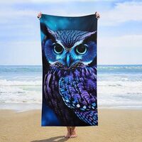 IOLVSHGH Blue Owl Beach Towels Oversized 63"X 31.5" Extra Large Microfiber Pool Towel Sand