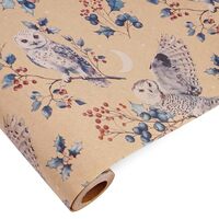 Aimyoo Christmas Wrapping Paper - 30 Inch x 32.8 Feet Jumbo Roll - Cute Owls Night Woodland Design f