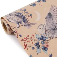Aimyoo Christmas Wrapping Paper - 17 Inch x 32.8 Feet Mini Roll - Cute Owls Night Woodland Design fo