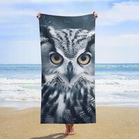 IOLVSHGH Grey and White Owl Beach Towels Oversized 63"X 31.5" Extra Large Microfiber Pool 