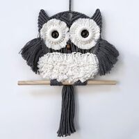 TBACW Owl Wall Hanging Tapestry - Hand Woven Boho Wall Art for Living Room, Bedroom, Home Decor (Gre