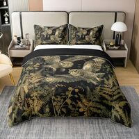 Homewish Wild Owl 100% Cotton Duvet Cover Twin Size,Palm Leaves Bedding Sets 2Pcs for Kids Girls Tee