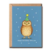 MWS9xDesigns Happy Birthday Twoo You Card - Funny Owl Birthday Card - Simple Greeting - Cute Animal