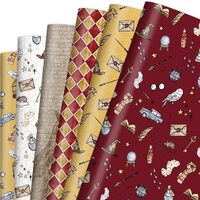 12 Sheets Magical Fantasy Wrapping Paper, Vintage Gift Wrap with Grids Snakes Owl and Wands, Wizard 