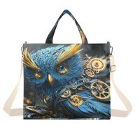 YMXFXP Tote Bag Steampunk Owl Blue for Women - Large Corduroy Handbag for Travel Shopping M