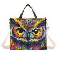 YMXFXP Tote Bag Owl Portrait Colorful for Women - Large Corduroy Handbag for Travel Shopping S