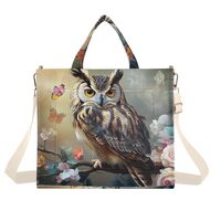 YMXFXP Tote Bag Butterfly Owl Floral for Women - Large Corduroy Handbag for Travel Shopping M