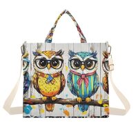 YMXFXP Tote Bag Owls Colors Branch Board for Women - Large Corduroy Handbag for Travel Shopping S