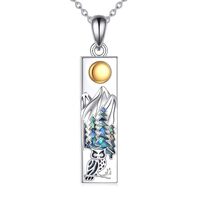 YFN Mountain Owl Necklace for Women Sterling Silver Nature Jewelry Gift for Skiers, Hikers, Campers,