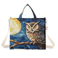 YMXFXP Tote Bag Owl Sit Moon for Women - Large Corduroy Handbag for Travel Shopping M