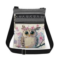 XiaoGalaee Cartoon Olw Women Adjustable Shoulder Strap Crossbody Bag Owl & Purple Floral Print M