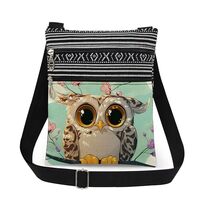 XiaoGalaee Owl Print Women Crossbody Bag Outdoor Travel Adjustable Shoulder Strap Messenger Bag Dail