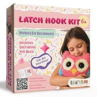 CRAFTILOO Latch Hook Kit for Kids Rug DIY Pillow Craft with Hook, Precut Yarn, Easyt o Follow Patter