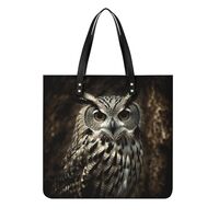 POTSCBVW An Owl Tote Bag for Women, Extra Large PU Leather Handbag, Soft Shoulder Bag for Work &
