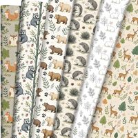 Pineraap 12 Sheets Woodland Wrapping Paper, 6 Style Animal Fox, Deer, Bear, Rabbit, Owl, Raccoon, He