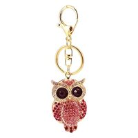 One Pack Wisdom Birds Owl Animal Birds Rhinestone Car Keychain Ring Chain Gift Bag Buckle Holder for