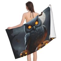 JKXUN Halloween Owl Ghost Pumpkin Towels for Bathroom, Super Soft and Absorbent, Large Bath Towel, 3