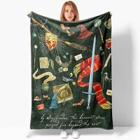 Magic Movie Element Blanket, Owl, Sword, Wizard Element Lightweight Soft Warm Blanket for Bedroom So