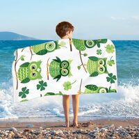 Cemfyzoch Cute Green Animal Owl Kids Beach Towels Microfiber Beach Towels for Boys Girls Sand Free A