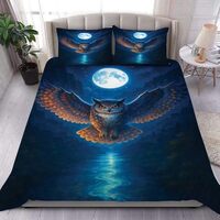 SATIGI Personalized Owl Moon Bedding Set – Custom Comforter or Duvet Cover, Celestial Design f
