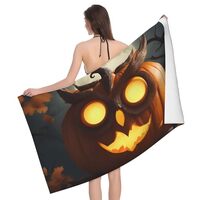 JKXUN Owl Pumpkin Happy Halloween Towels for Bathroom, Super Soft and Absorbent, Large Bath Towel, 3