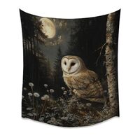Moody Dark Academia Halloween Art Tapestry Gothic Rustic Owl Tapestries Vintage Mysterious Celestial