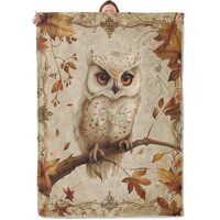 Owl Autumn Leaves Blanket Gifts for Women Adults, Soft Warm Lightweight Flannel Throw Blankets for C