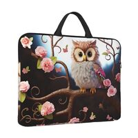 Laptop Sleeve 14 inch Shockproof Laptop Bag Cute Owl Tree Flowers and Squirrel Computer Bag Water Re