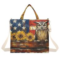YMXFXP Tote Bag Owl America Sunflower for Women - Large Corduroy Handbag for Travel Shopping M