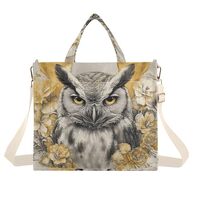 YMXFXP Owl Floral Cute Tote Bag for Women - Large Corduroy Handbag for Travel Shopping M