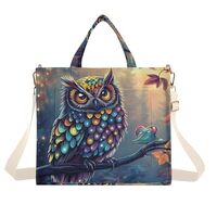 YMXFXP Owl Colors Branch Tote Bag for Women - Large Corduroy Handbag for Travel Shopping M