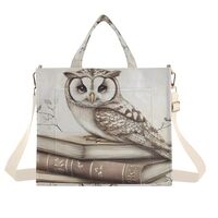 YMXFXP Owl Retro Book Tote Bag for Women - Large Corduroy Handbag for Travel Shopping S