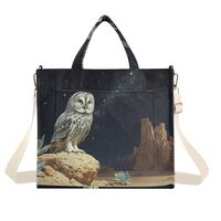 YMXFXP Owl Desert Landscape Tote Bag for Women - Large Corduroy Handbag for Travel Shopping M