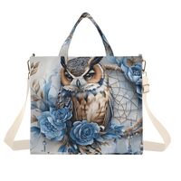 YMXFXP Tote Bag Owl Dreamcatcher Blue for Women - Large Corduroy Handbag for Travel Shopping M