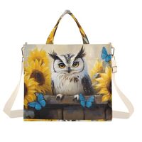 YMXFXP Owl Sunflower Cute Tote Bag for Women - Large Corduroy Handbag for Travel Shopping S