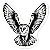 Azeeda 4 x 'Flying Barn Owl' Clear Sticker Decals – Waterproof Film for Windows, Car