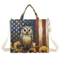 ZRYSMY Tote Bag Owl Sunflower America for Women - Large Cool Corduroy Crossbody Bags for Daily Use S