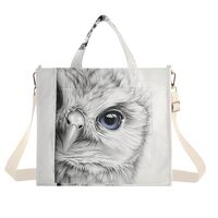 ZRYSMY Tote Bag Owl Peeking Black White for Women - Large Cool Corduroy Crossbody Bags for Daily Use