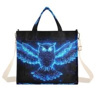 ZRYSMY Blue Owl Black Tote Bag for Women - Large Cool Corduroy Crossbody Bags for Daily Use S